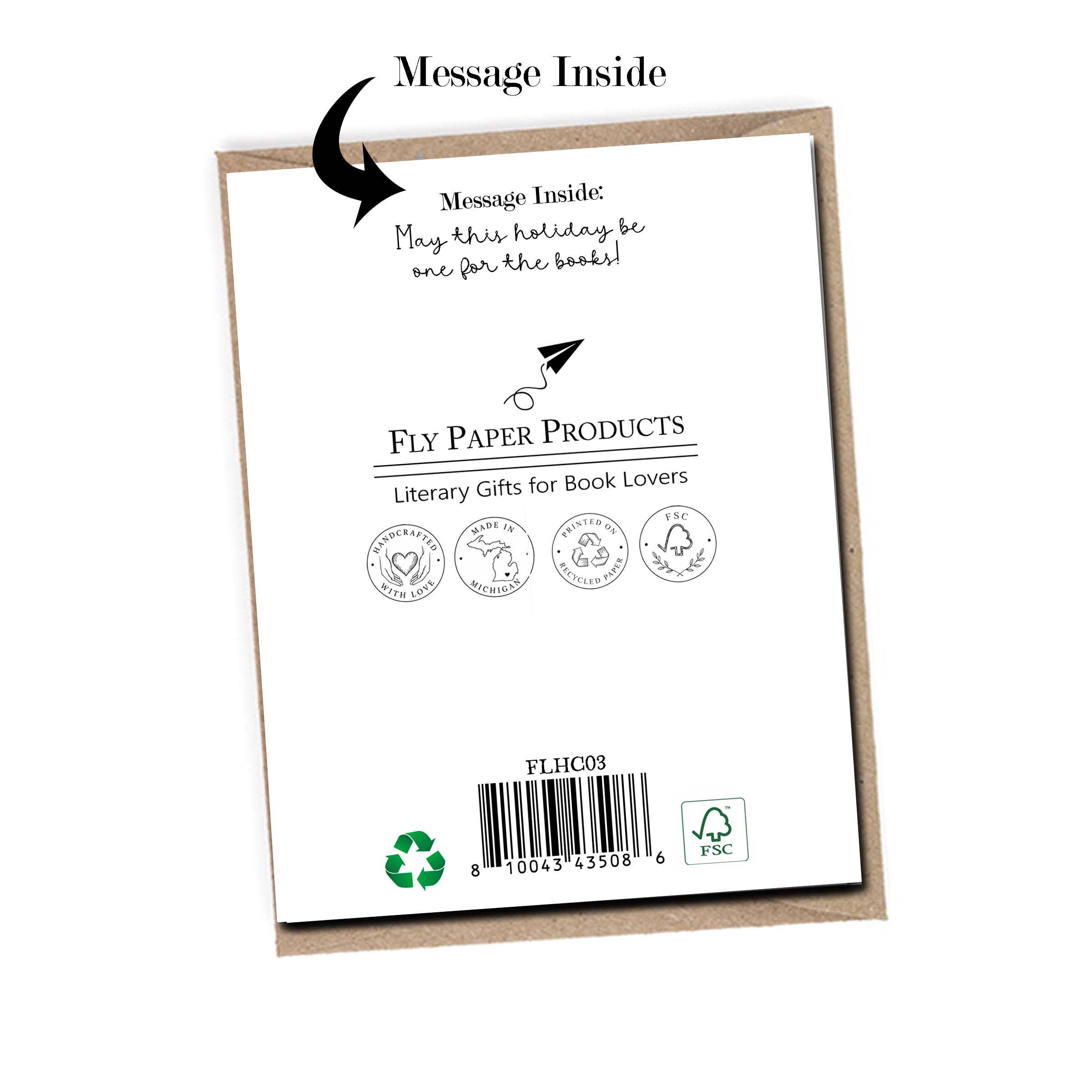 Eat, Drink & Be Literary Bookish Holiday A2 Greeting Card