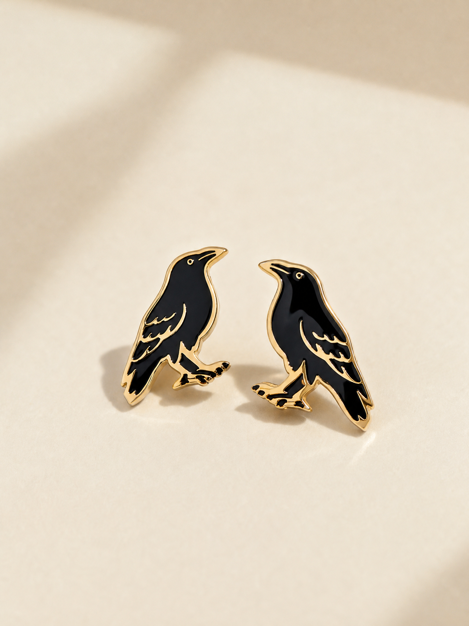 Raven Earrings, 18k Halloween Earrings