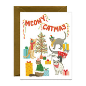 Merry Catmas Cats Festive Christmas Holiday Card *Foil Stamped*
