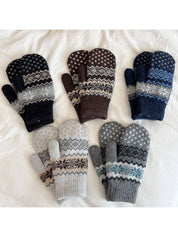 Gloving - Unisex Warm Snowflake Knit Mittens