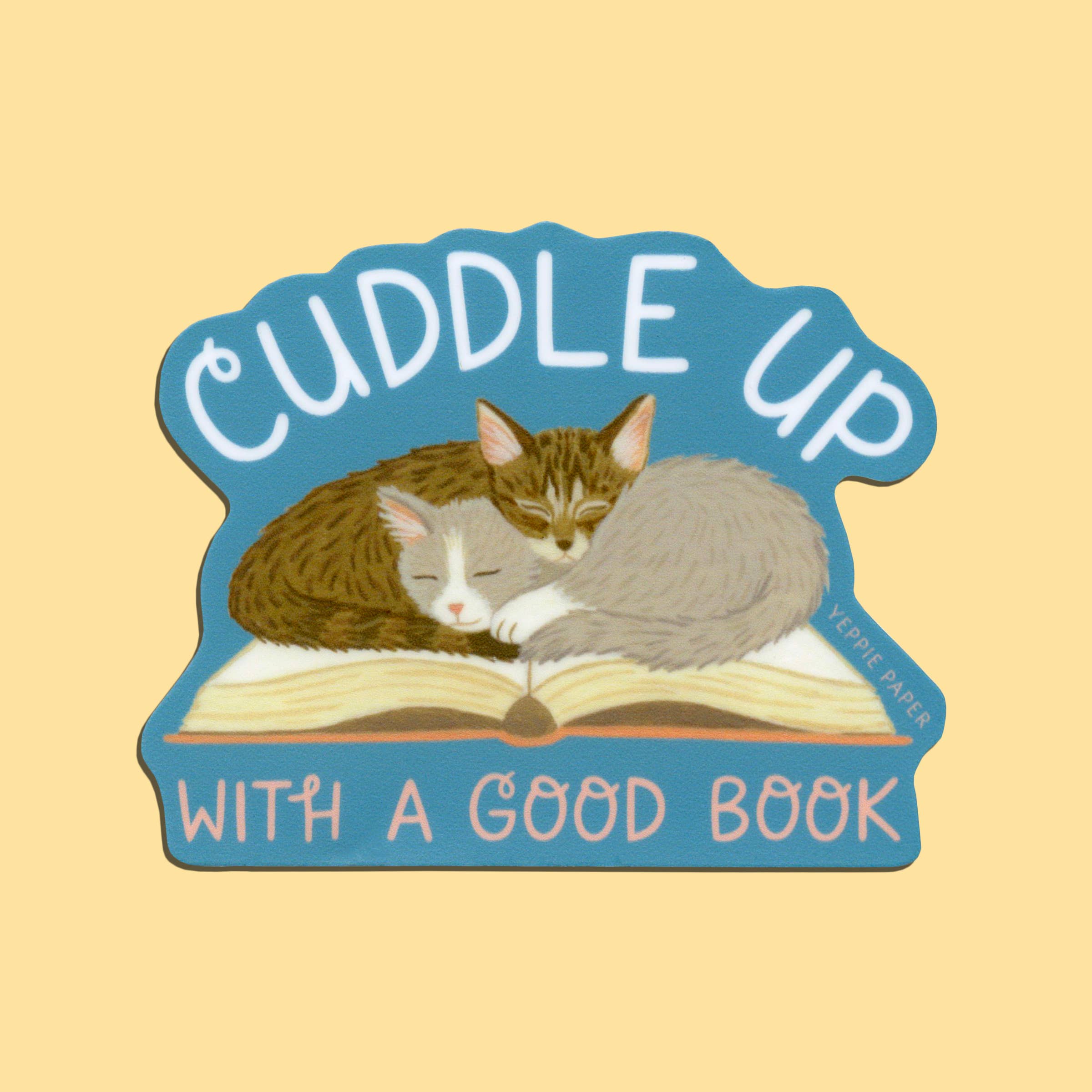 Cuddle Up With A Good Book Kittens Sticker
