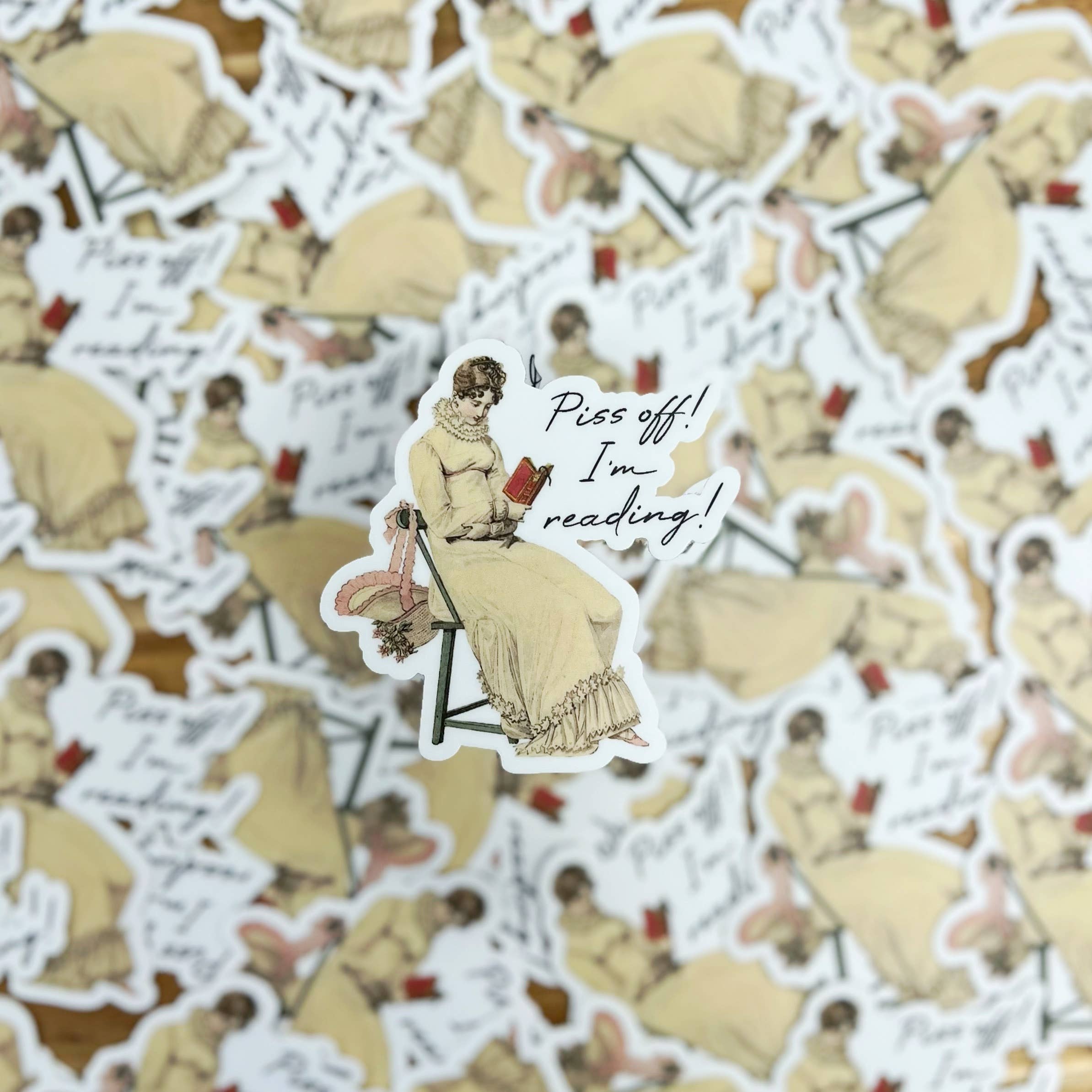Piss off, I'm reading - Regency Era Bridgerton Lady Vinyl Sticker