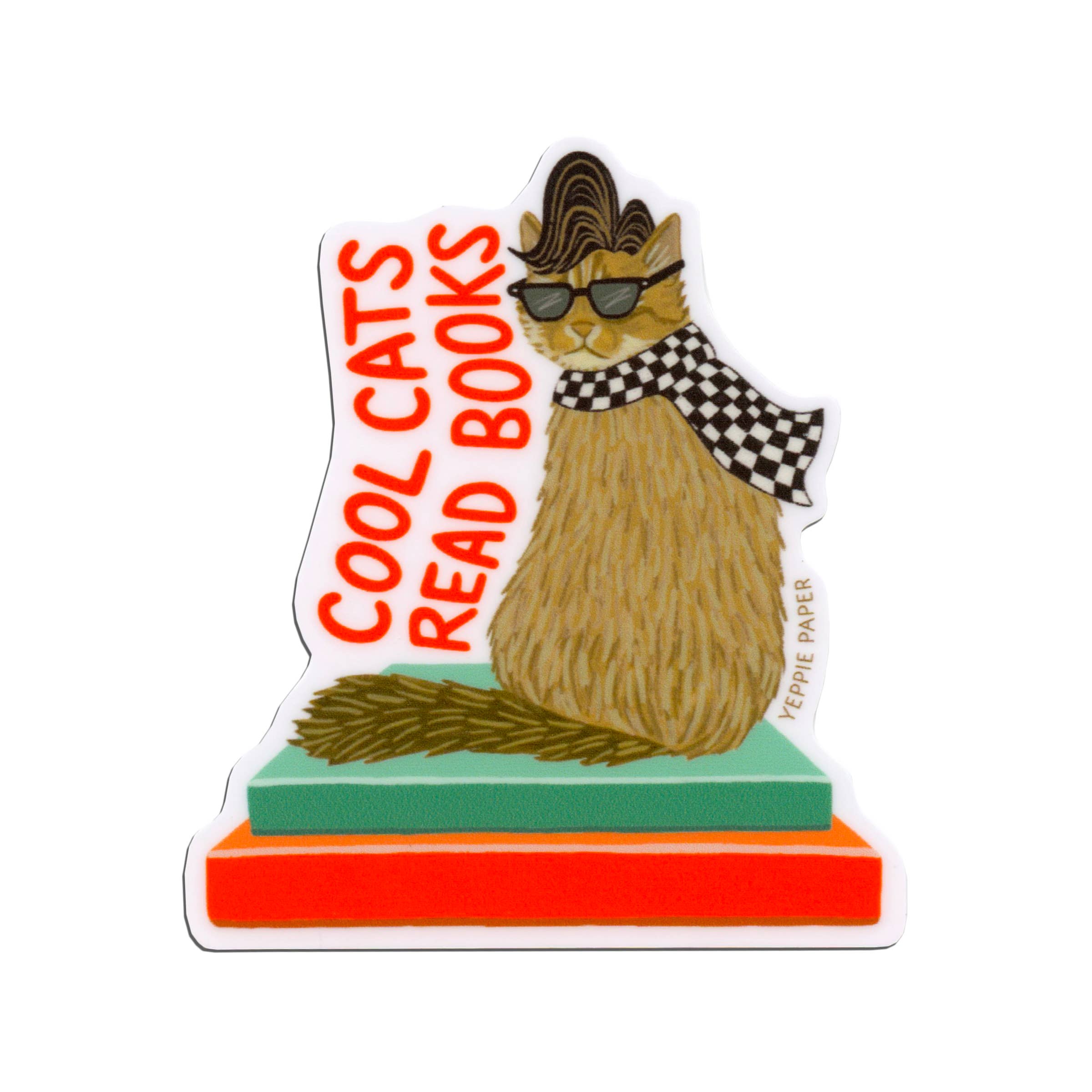 Cool Cats Read Books Sticker