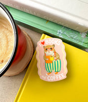 Books and Coffee Loving Bookish Hamster Sticker