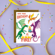 Fiery Flying Dragons Mythical Birthday Card