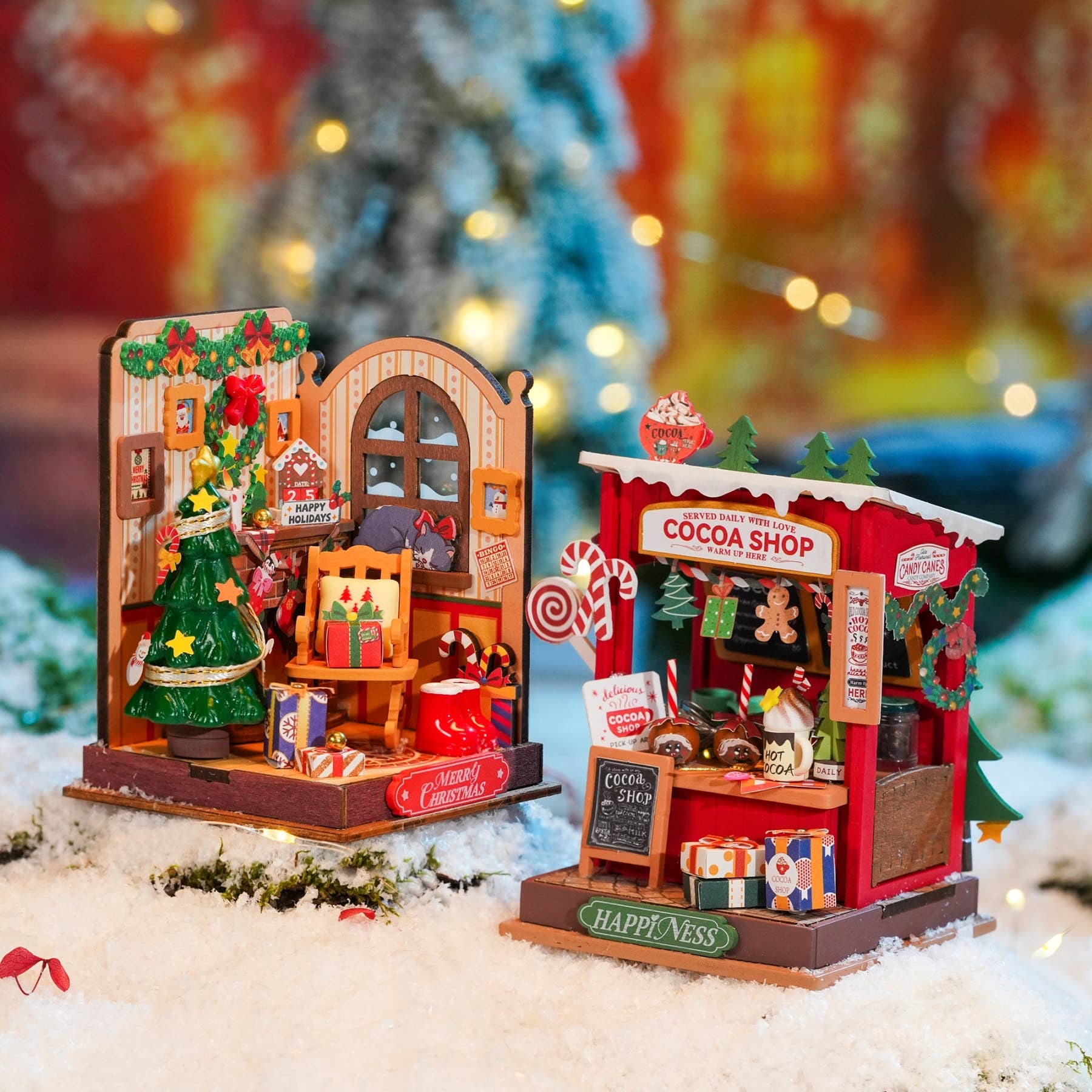 DIY Miniature House Kit: Christmas Fireplace