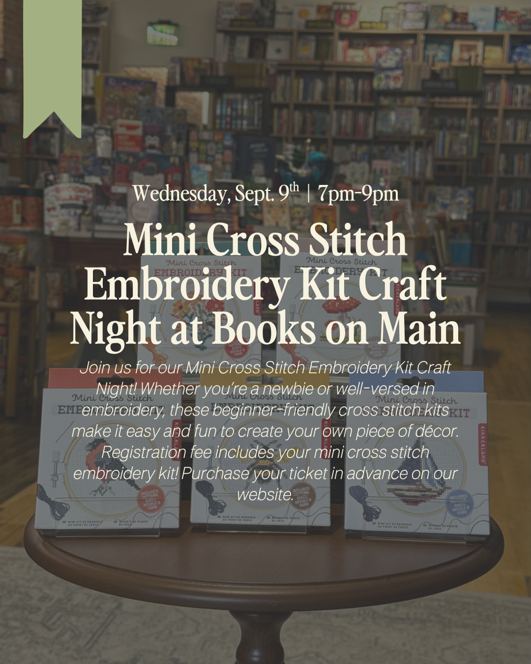 Mini Cross Stitch Embroidery Kit Craft Night Ticket